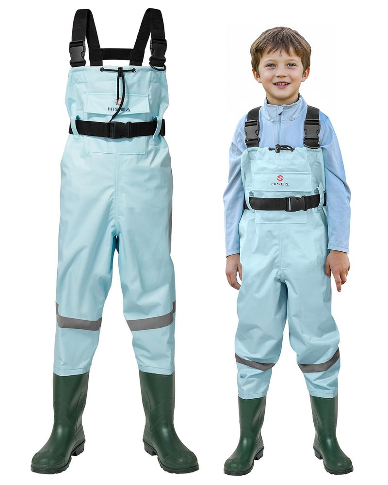 HISEA Kids Chest Waders Nylon/PVC Youth Fishing Waders for Toddler & Children Waterproof Hunting Waders with Boots & Reflect Safety Band - Image 1